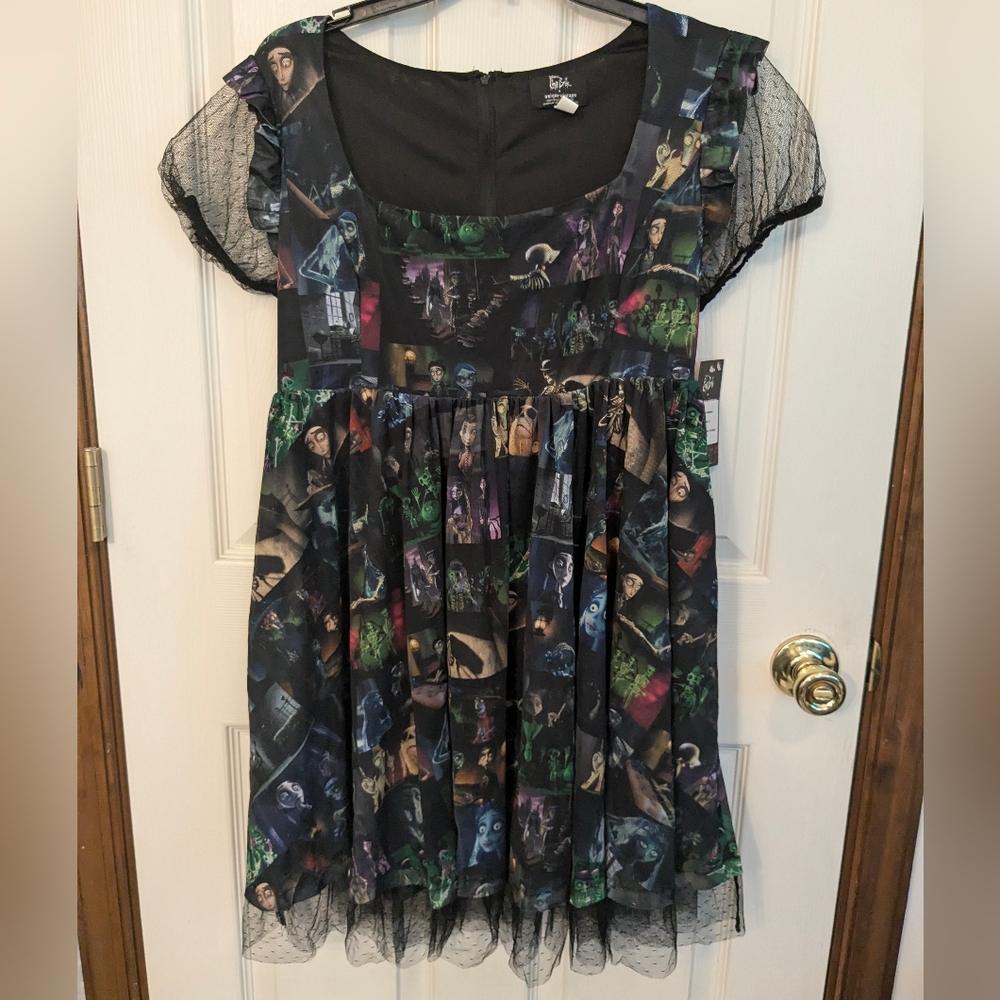 UNIQUE VINTAGE Tim Burton’s Corpse Bride Scene Collage Print Dress…